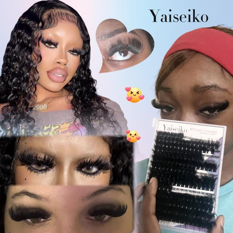 Yaiseiko Lash Clusters 300D Thick Long 12-25Mm Volume Cluster Eyelash Extensions 224Pcs Wispy Individual Lashes D Curl Waterproof Eyelash Clusters Soft False Eyelashes DIY at Home