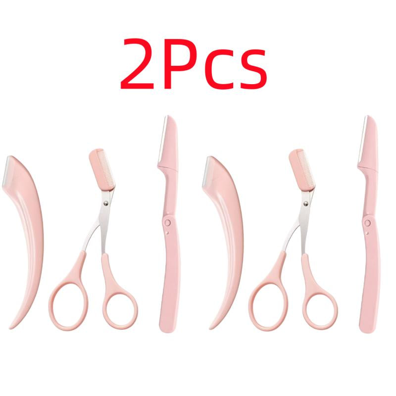 Eyebrow Scissors Set, 3Pcs/Set Eyebrow Trimmer, Eyebrow Shaping Tool, Eyebrow Product for Women & Girls, Portable Eye Makeup Tools for Home & Travel