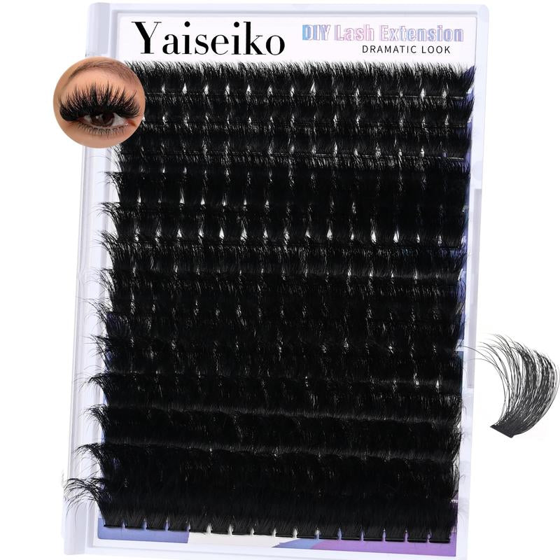 Yaiseiko Lash Clusters 300D Thick Long 12-25Mm Volume Cluster Eyelash Extensions 224Pcs Wispy Individual Lashes D Curl Waterproof Eyelash Clusters Soft False Eyelashes DIY at Home