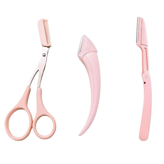 Eyebrow Scissors Set, 3Pcs/Set Eyebrow Trimmer, Eyebrow Shaping Tool, Eyebrow Product for Women & Girls, Portable Eye Makeup Tools for Home & Travel